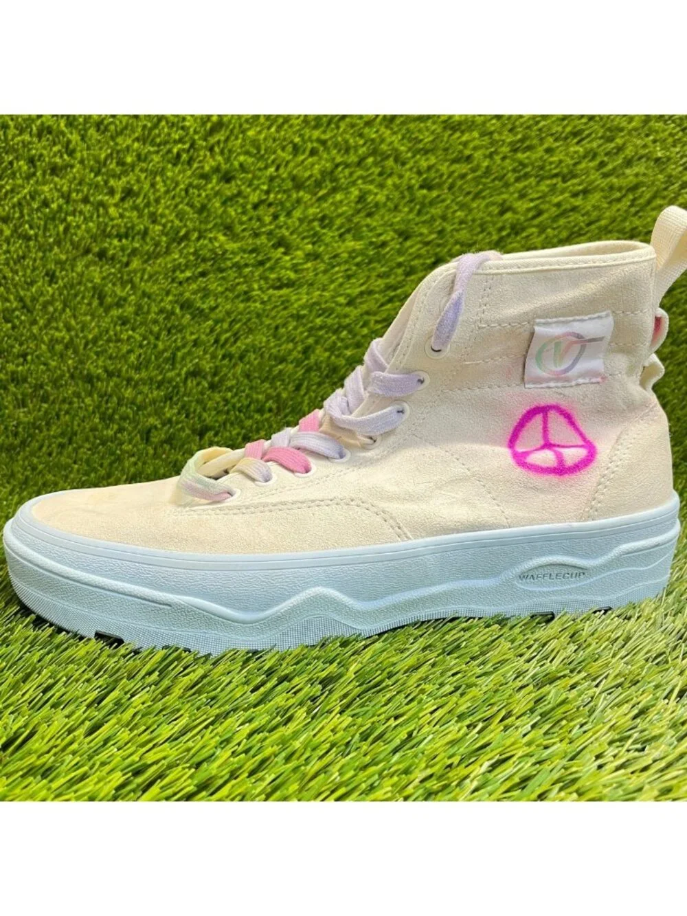 Vans Sentry WC High Mens Size 10 Beige Blue Pink Athletic Suede Shoes Sneakers